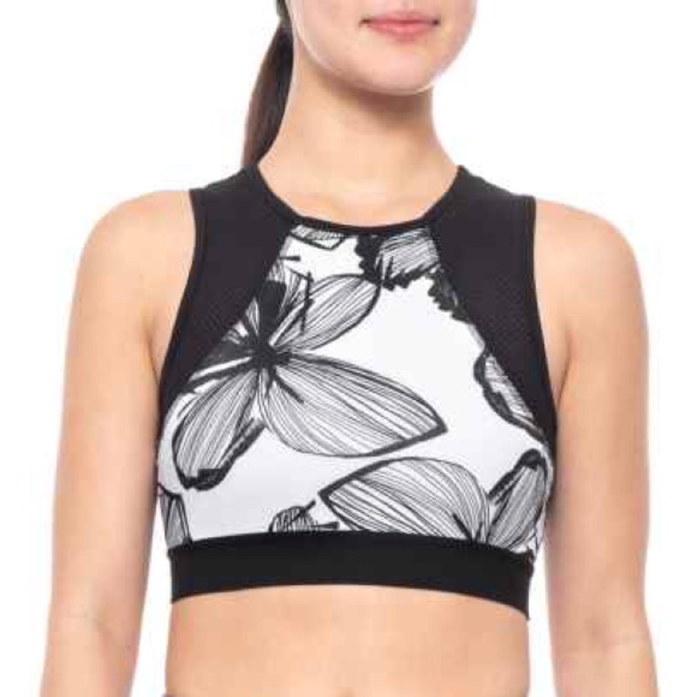Layer 8 Small Black and White Floral Crop Top Bra